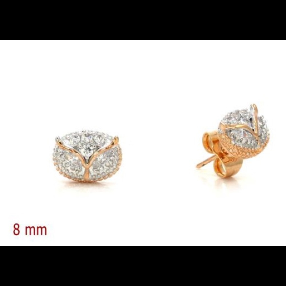 gold laminated earrings 18k / zirconia owl, new